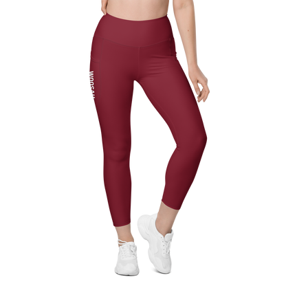 Woosah Logo Maroon Leggings with pockets