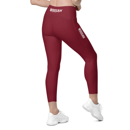 Woosah Logo Maroon Leggings with pockets