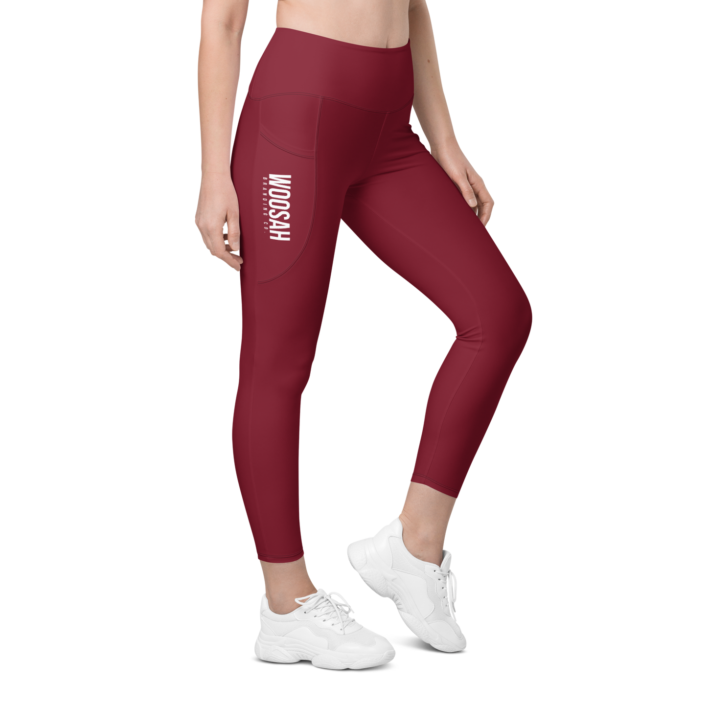 Woosah Logo Maroon Leggings with pockets