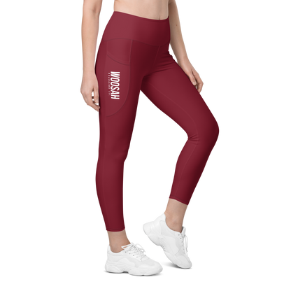 Woosah Logo Maroon Leggings with pockets