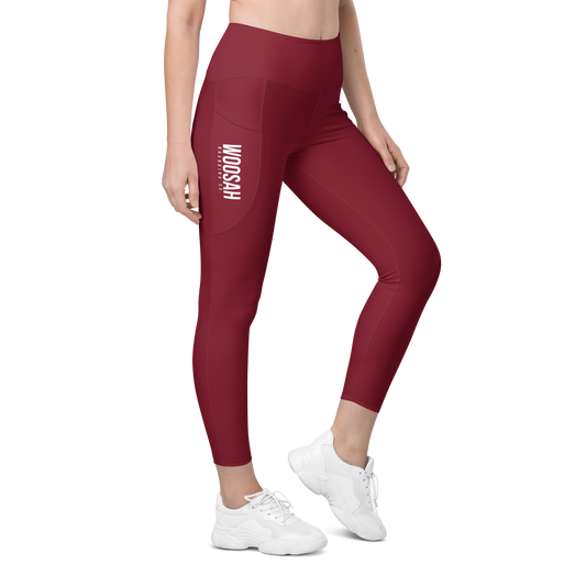 Woosah Logo Maroon Leggings with pockets