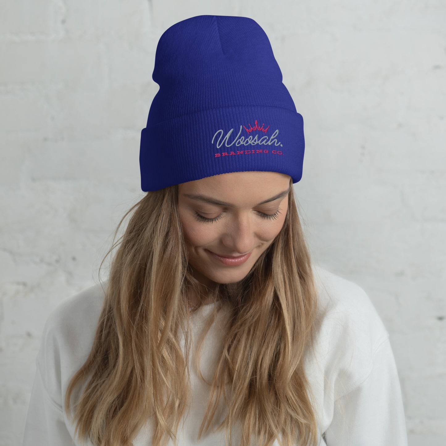 Women's Pink Woosah Logo Cuffed Beanie