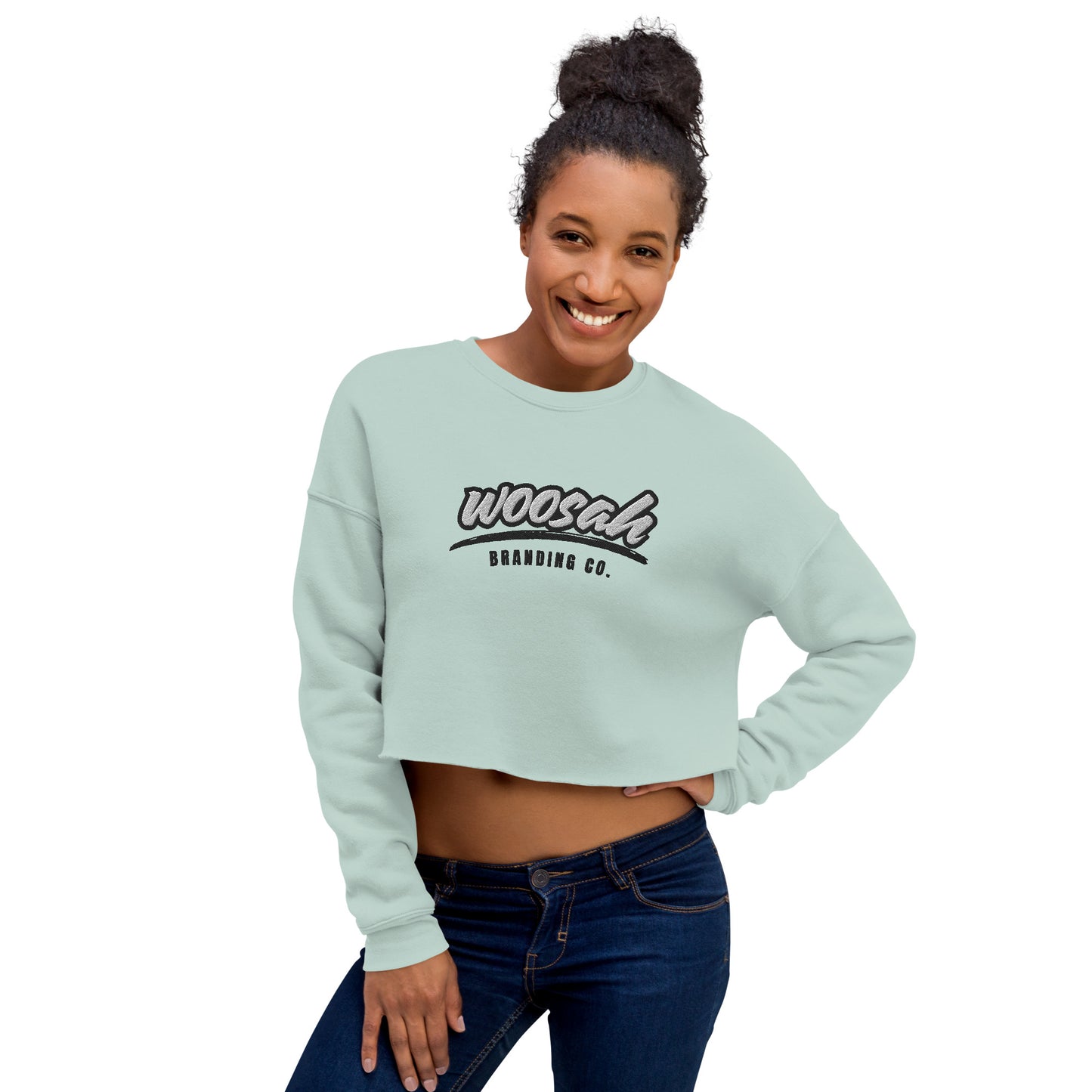 Woosah Paint Logo Fleece Crop Sweatshirt